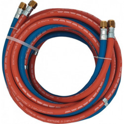 Tuyau de gaz autogène L.5m ID 6/9mm Epaisseur .5/3.5mm bleu/rouge