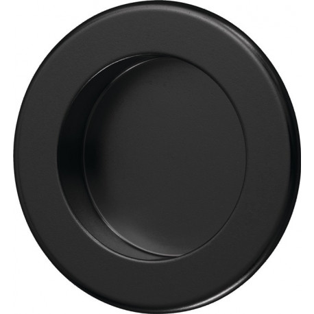 Poignée coquille en aluminium, revêtement poudré noir, entrée ronde D. 50 mm HERMETA