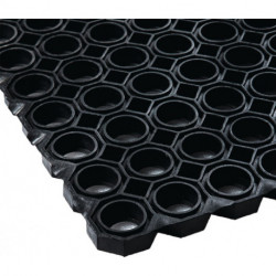 Tapis alvéolé en caoutchouc l. 1 m L. 1,5 m épaisseur 22 mm noir NR/SBR sans insert tissé