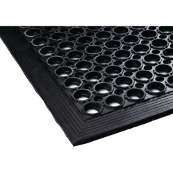 Tapis anti-fatIgue l. 0,9 m L. 1,5 m épaisseur 12 mm noir NR/SBR sans insert tissé