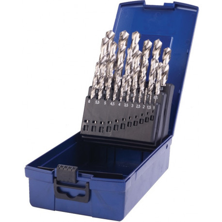 Set Foret hélicoïdal DIN 338 TypN D.1-13x0.5mm HSS 25 unités coffret plastique.