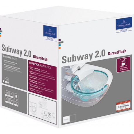 Combi-Pack SUBWAY 2.0 avec WC à paroi profonde DirectFlush et WC-Si blanc VILLEROY & BOCH