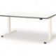 Poste de travail debout / assis levero H650-1250xB1600xT800mm blanc.RAL9003/blanc réglable électriquement MAUSER