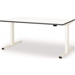 Poste de travail debout / assis levero H650-1250xB1600xT800mm blanc.RAL9003/blanc réglable électriquement MAUSER