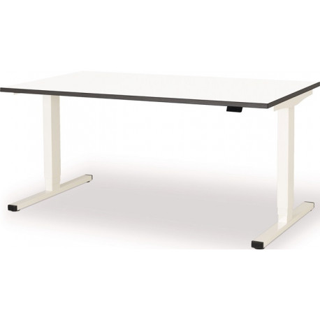 Poste de travail debout / assis levero H650-1250xB1600xT800mm blanc.RAL9003/blanc réglable électriquement MAUSER