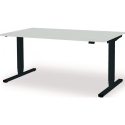Poste de travail debout / assis levero H650-1250xL1600xP800mm gris anthracite, RAL 7016 / gris clair réglable électriquement MAUSER