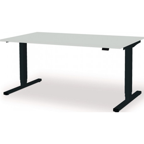 Poste de travail debout / assis levero H650-1250xL1600xP800mm gris anthracite, RAL 7016 / gris clair réglable électriquement MAUSER