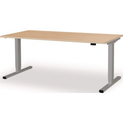 Poste de travail debout / assis levero H650-1250xB1800xT800mm blancaluminium/érable réglable électriquement