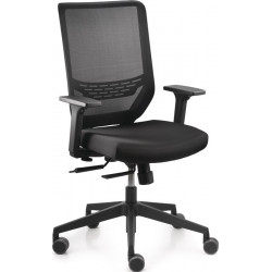 Chaise de bureau pivotante avec accoudoirs en résille, réglable en largeur et en hauteur, noir 410-520 mm avec technologie synchrone DAUPHIN