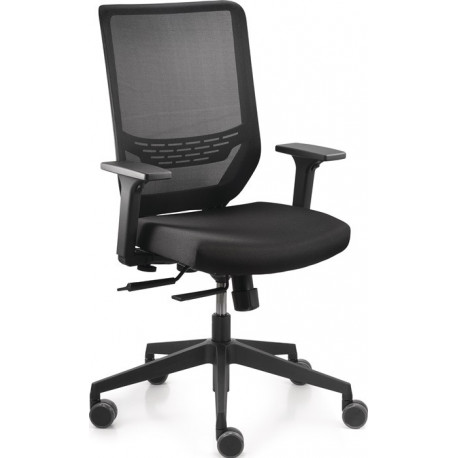 Chaise de bureau pivotante avec accoudoirs en résille, réglable en largeur et en hauteur, noir 410-520 mm avec technologie synchrone DAUPHIN