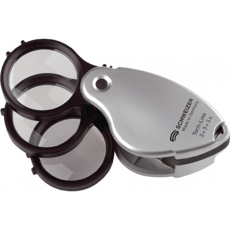 Loupe pliante Tech-Line mExtn. Objectif 3x + 5x-8x D.38mm Suisse