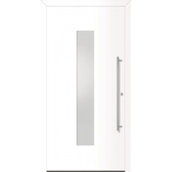 Porte d'entrée en métal Home RAL9016 Satinato blanc B1100mm H2100mm DIN gauche RC2 n.DIN EN1627