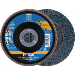 Disque à lamelles POLIFAN Z PSF STEELOX D. 125 mm granulation Z-40 conique INOX (Par 10)