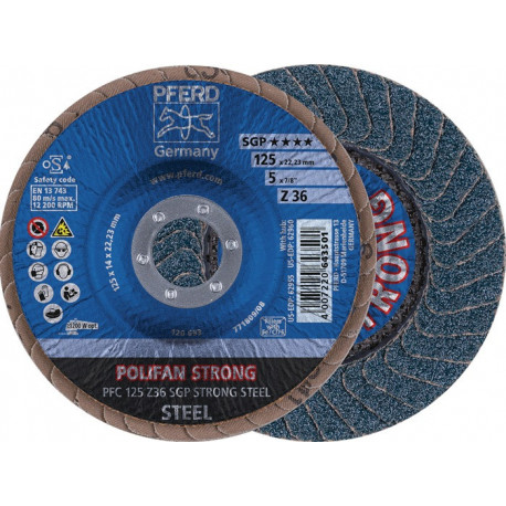 Disque à lamelles POLIFAN Z SGP STRONG STEEL D. 125 mm granulation 36 conique IN (Par 10)
