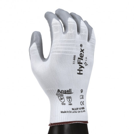Gant HyFlex 11-800 Taille 10 blanc/gris EN 388 PSA II Nyl.avec mousse nitrile ANSELL (Par 12)
