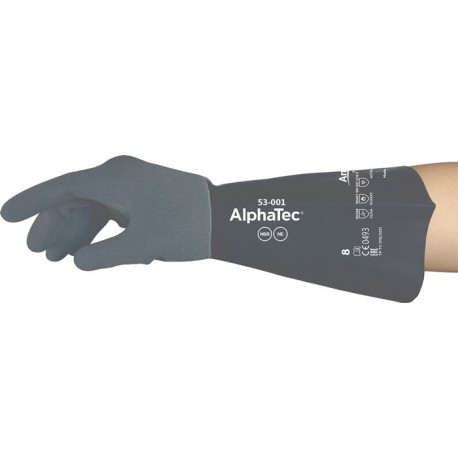 Gant de protection chimiquee AlphaTec 53-001 Taille 11 gris/noir EN 388.EN 374.EN 407 6 PA (Par 6)