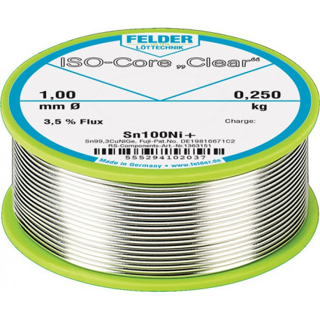 Fil d apport de soudure ISO-Core® Clear 1mm 250g Sn100Ni+ FELDER