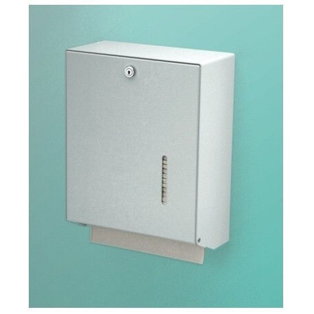 Distributeur de serviettes universel 750 avec serrure Aluminium blanc