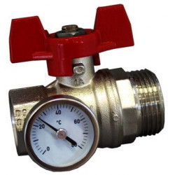 RobinetTOURN. SPHER., JOINT PLAT,MANETTE ROUGE DN25 1 Fx1 M