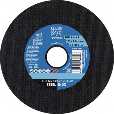 Disque à tronçonner SGP STEELOX D125x0.8 mm droit INOX perçage 22.23 mm PFERD (Par 25)