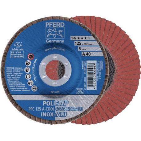 Disque à lamelles POLIFAN A-COOL SG INOX+ALU D. 125 mm granulation A-60 conique (Par 10)