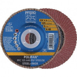 Disque à lamelles POLIFAN A PSF STEELOX D. 125 mm granulation A-60 conique acier (Par 10)