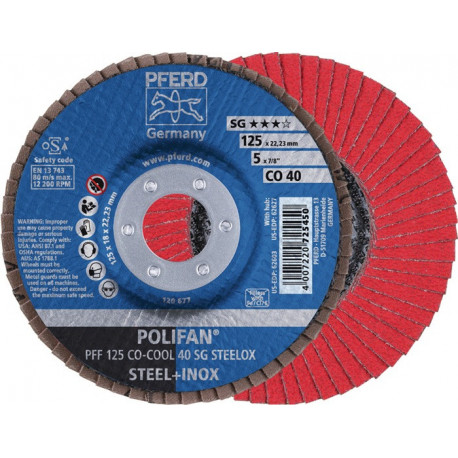 Disque à lamelles POLIFAN CO-COOL SG STEELOX D. 125 mm granulation 60 conique IN (Par 10)