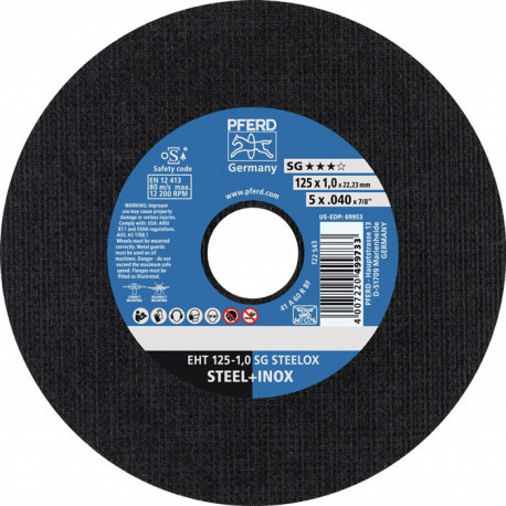 Disque à tronçonner SG STEELOX D230x1.9 mm droit INOX perçage 22.23 mm PFERD (Par 25)