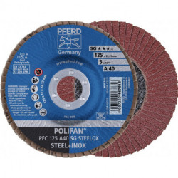 Disque à lamelles POLIFAN A SG STEELOX D. 125 mm granulation A-120 conique INOX (Par 10)