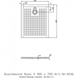 Receveur de douche Hoesch MUNA S avec antidérapant 900x750x30mm blanc
