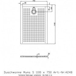 Receveur de douche Hoesch MUNA S avec antidérapant 1100x750x30mm blanc