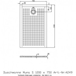 Receveur de douche Hoesch MUNA S avec antidérapant 1200x750x30mm blanc
