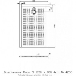 Receveur de douche Hoesch MUNA S avec antidérapant 1200x800x30mm blanc