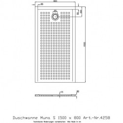 Receveur de douche Hoesch MUNA S avec antidérapant 1500x800x30mm blanc