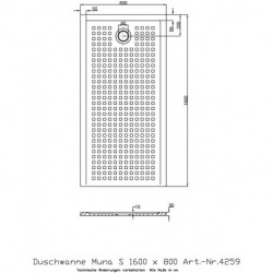 Receveur de douche Hoesch MUNA S avec antidérapant 1600x800x30mm blanc