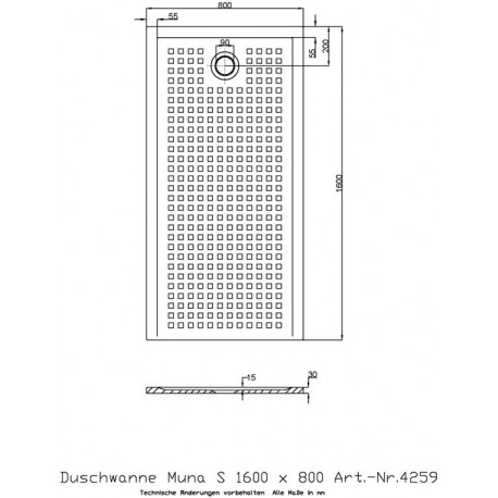 Receveur de douche Hoesch MUNA S avec antidérapant 1600x800x30mm blanc