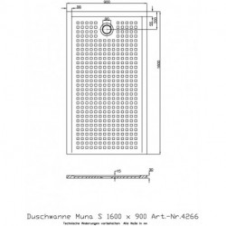 Receveur de douche Hoesch MUNA S avec antidérapant 1600x900x30mm blanc