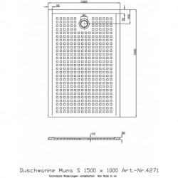 Receveur de douche Hoesch MUNA S avec antidérapant 1500x1000x30mm blanc