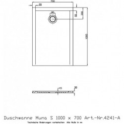 Receveur de douche Hoesch MUNA S 1000x700x30mm blanc