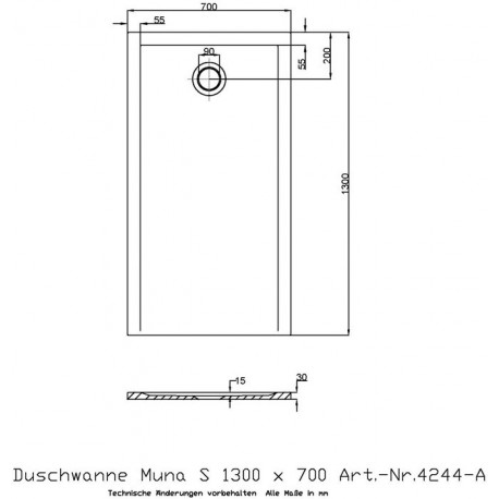 Receveur de douche Hoesch MUNA S 1300x700x30mm blanc