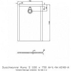 Receveur de douche Hoesch MUNA S 1100x750x30mm blanc
