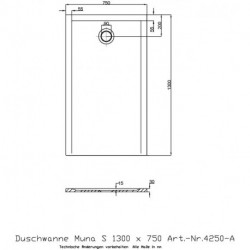 Receveur de douche Hoesch MUNA S 1300x750x30mm blanc