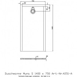 Receveur de douche Hoesch MUNA S 1400x750x30mm blanc