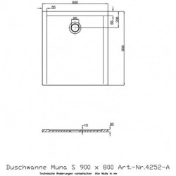 Receveur de douche Hoesch MUNA S 900x800x30mm blanc