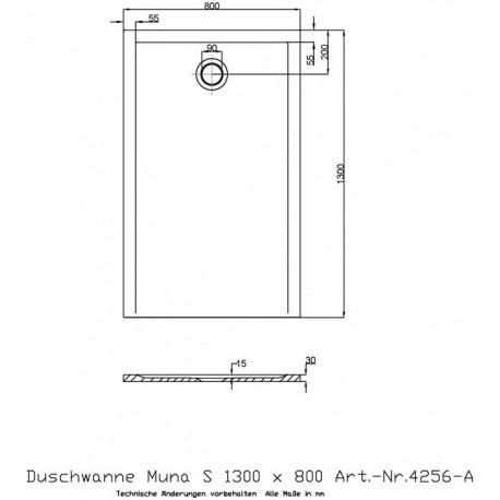 Receveur de douche Hoesch MUNA S 1300x800x30mm blanc