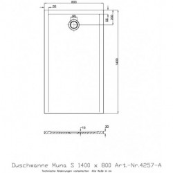 Receveur de douche Hoesch MUNA S 1400x800x30mm blanc