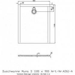 Receveur de douche Hoesch MUNA S 1100x900x30mm blanc