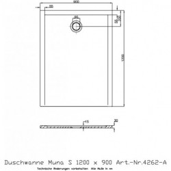 Receveur de douche Hoesch MUNA S 1200x900x30mm blanc