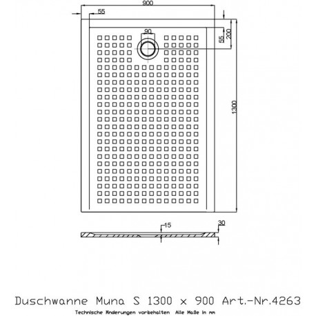 Receveur de douche Hoesch MUNA S avec antidérapant 1300x900x30mm blanc