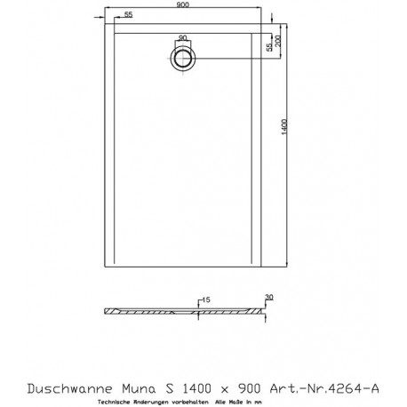 Receveur de douche Hoesch MUNA S 1400x900x30mm blanc